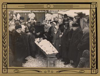 (U.S.S.R.--FUNERAL) A large album containing 105 grim photographs documenting a Soviet-era funeral in a small village.